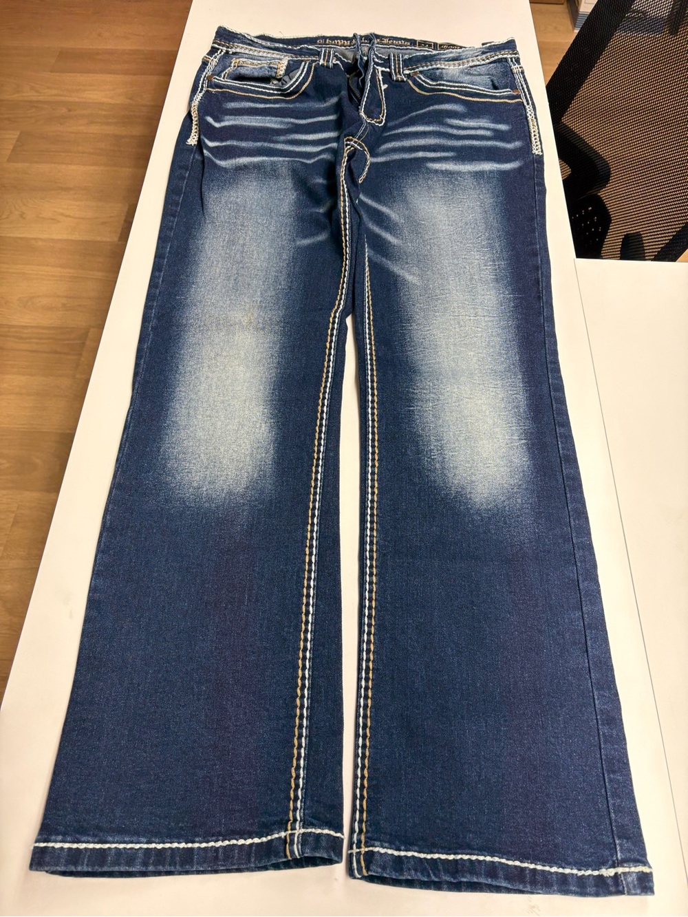 Men's Chop Shop Bootcut Jeans - Dark Blue Washed